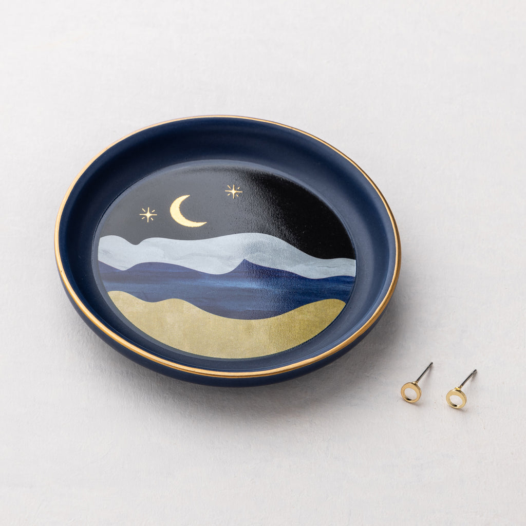 Jewelry Dish & Stud Earring Set - Moonlight/Midnight Blue