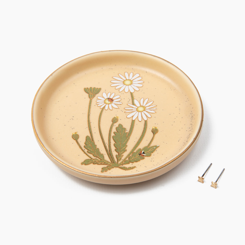 Jewelry Dish & Stud Earring Set - Daisy/Vanilla