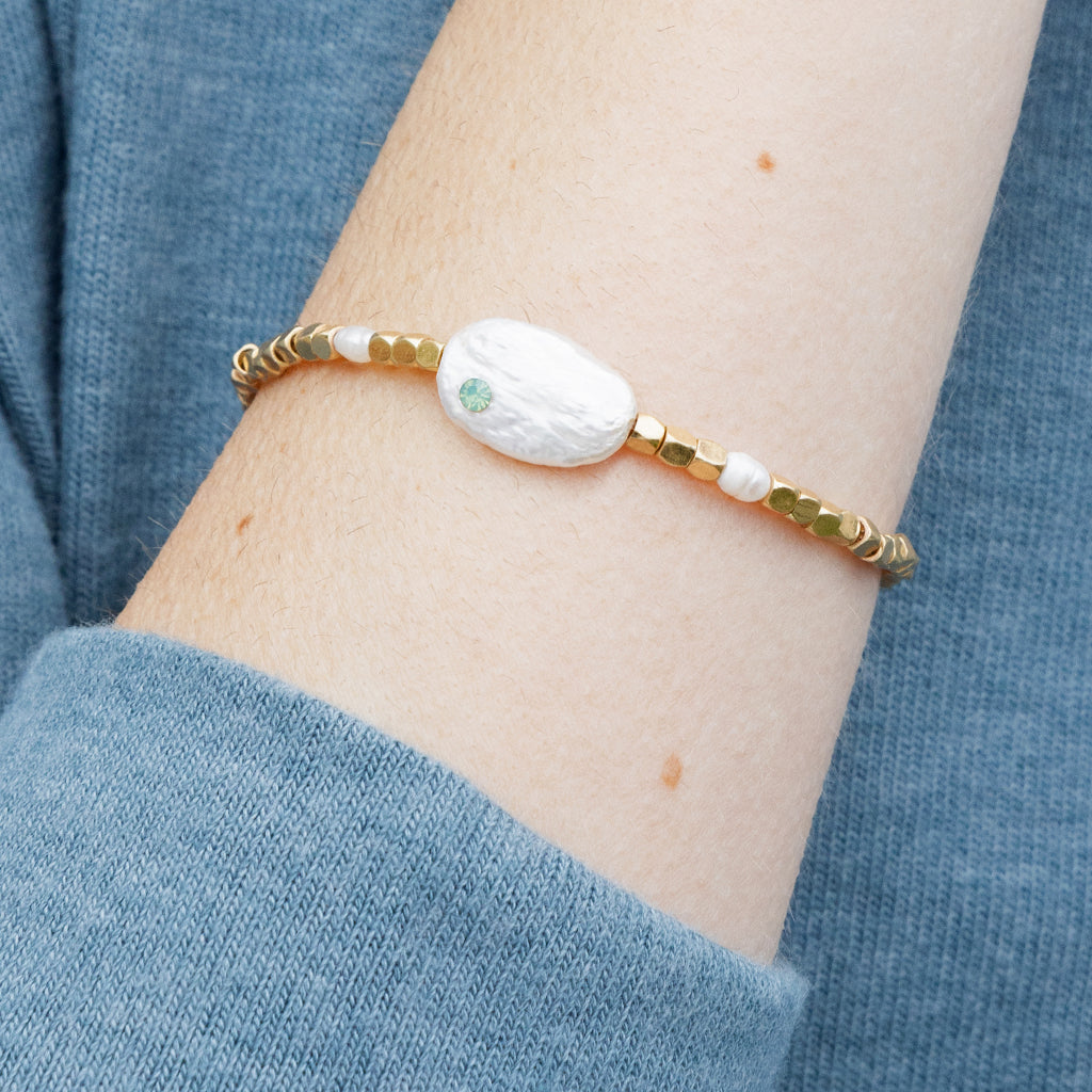 Pearl Affirmation Bracelet - Courage/Gold