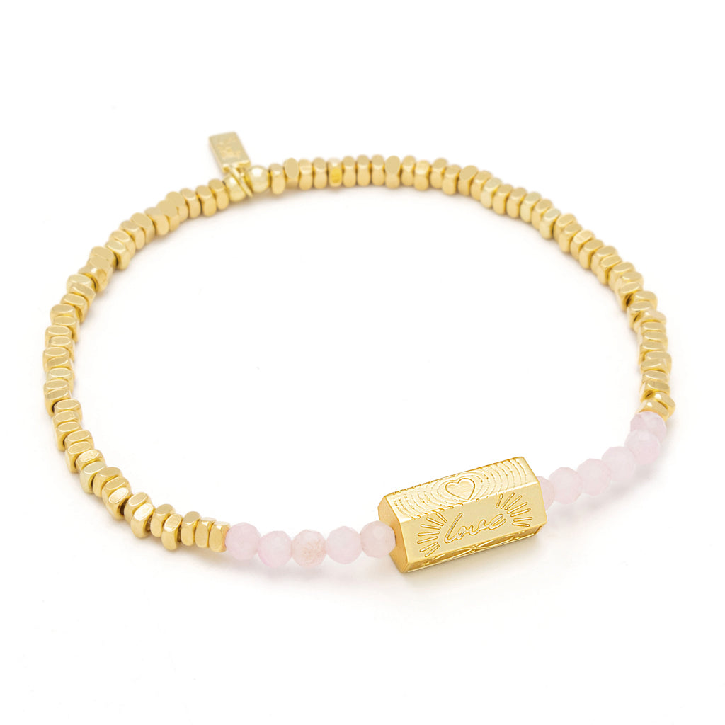 Stella Bracelet - Love/Rose Quartz/Gold