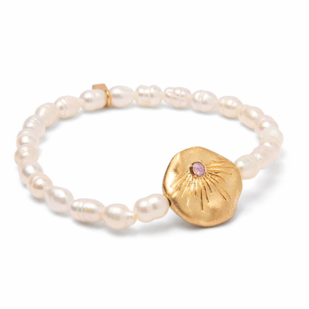 Pearl Affirmation Bracelet - Love/Gold